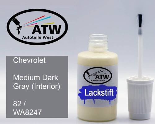 Chevrolet, Medium Dark Gray (Interior), 82 / WA8247: 20ml Lackstift, von ATW Autoteile West.